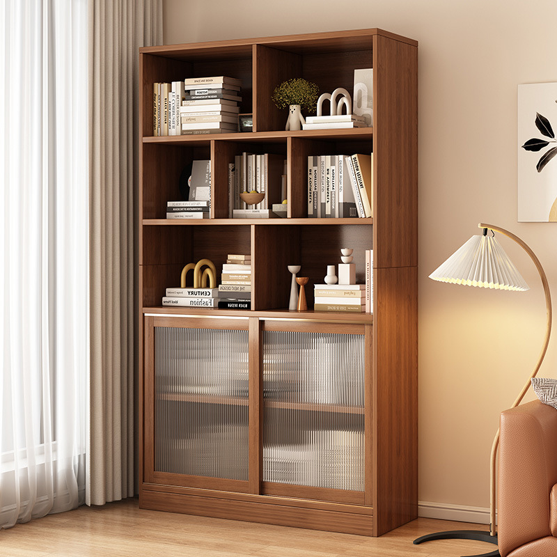Gabinete de almacenamiento de estante de piso de estante de salón Gabinete de almacenamiento de pared doméstico con puerta de armario Gabinete de almacenamiento Gabinete de exhibición integrado