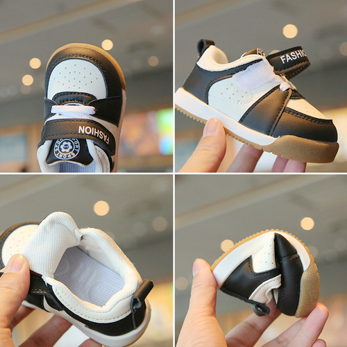 Spring and Autumn Baby Learning to Walk Shoes, Soft Sole Anti-Slip Boy Infant Board Shoes, Sports Magic Tape Girl's White Shoes Wholesale Price