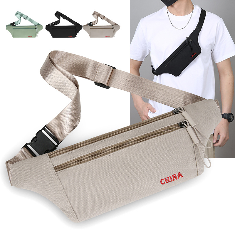 New Korean Style Sports Waist Bag, Casual Canvas Anti-Theft Waist Bag, Close-Fitting Mobile Phone Bag, Men's and Women's Travel and Cycling Waist Bag