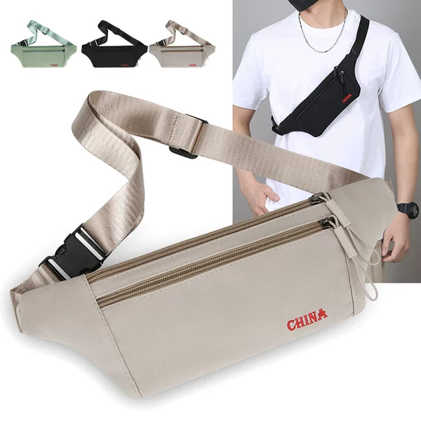 New Korean Style Sports Waist Bag, Casual Canvas Anti-Theft Waist Bag, Close-Fitting Mobile Phone Bag, Men's and Women's Travel and Cycling Waist Bag