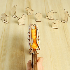 跨境新品 3D立體拼圖木製玩具 益智拼裝玩具DIY創意玩具皮筋槍