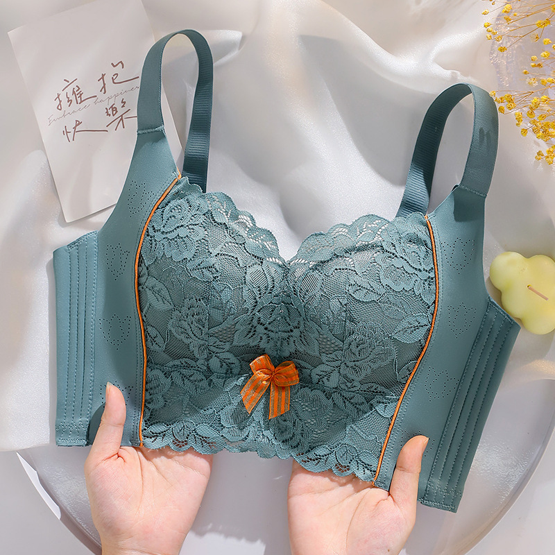 High-end quality women's underwear without steel ring adjustable bra small breasts gather up accessory milk side after 5 rows of buckle milk