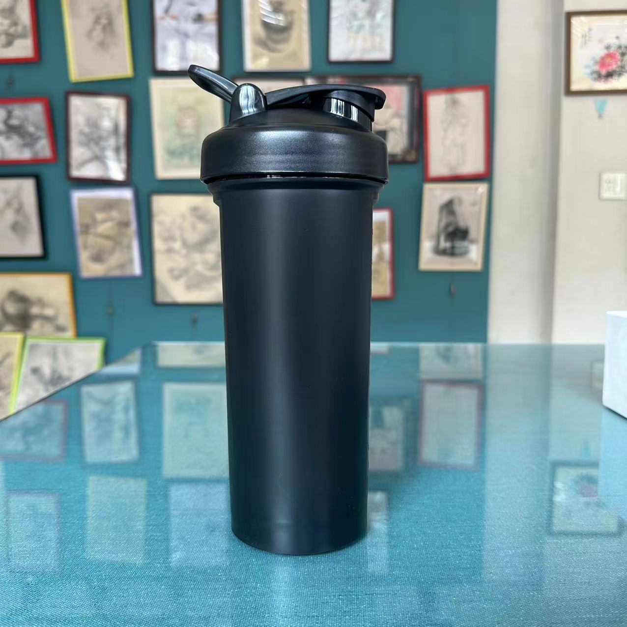 1000 ml batido de proteína en polvo batido gran capacidad ejercicio fitness portátil con taza de agua graduada botella de agua de color