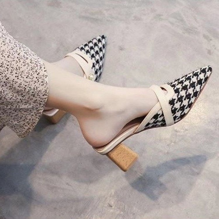 Casual ethnic fashionable elegant heel sticker pointed-toe