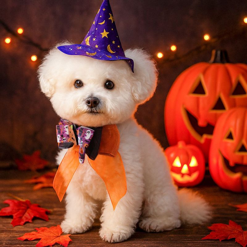 2025 秋と冬ハロウィンペット新製品アクセサリーネックウォーマーかわいい子犬と子猫ハロウィンカボチャヘッドネックウォーマー|undefined