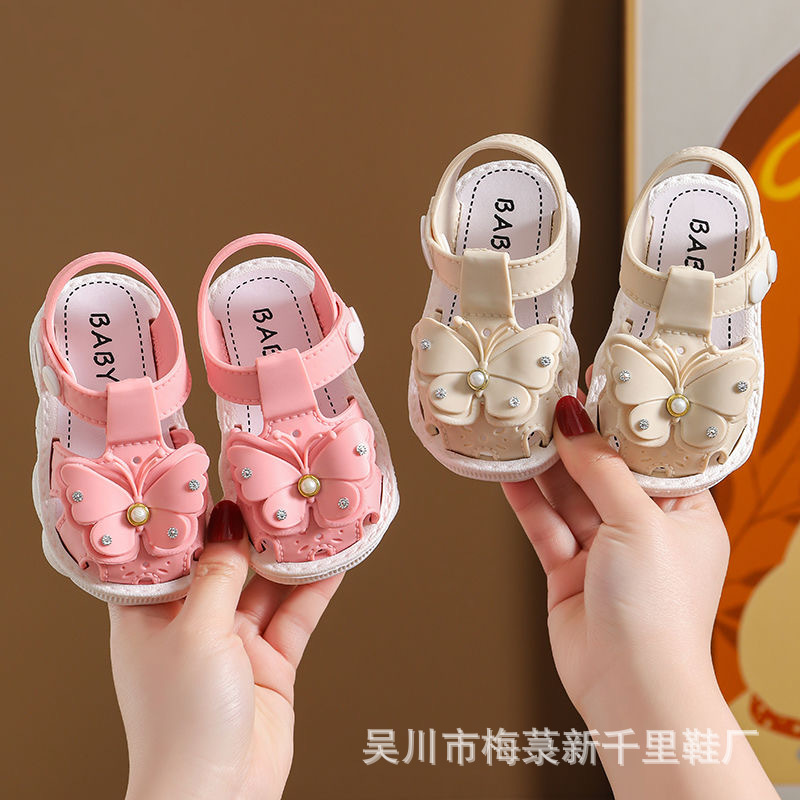 Online merchants hot sale three-dimensional butterfly carved bird's nest closed toe children's buckle sandals factory direct sales 2588+9