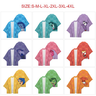 Inside Out Animation Peripheral Retro Kimono Colorfulful Cartoon Print Cosplay Thin Cardigan Tao Suit