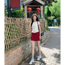 超显身材的!!!波点裙小个子裙子女夏季包臀裙半身裙复古港风短裙