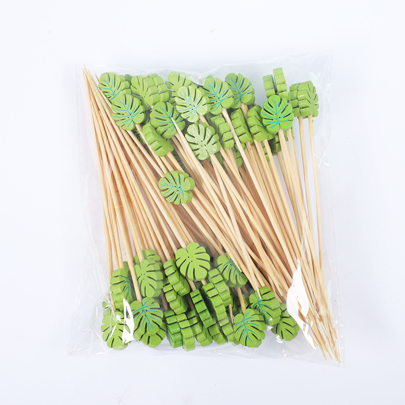 Frutas desechables lindas pequeñas flores frescas coloridas postre sushi hamburguesas de arte frutas bambú palo al por mayor