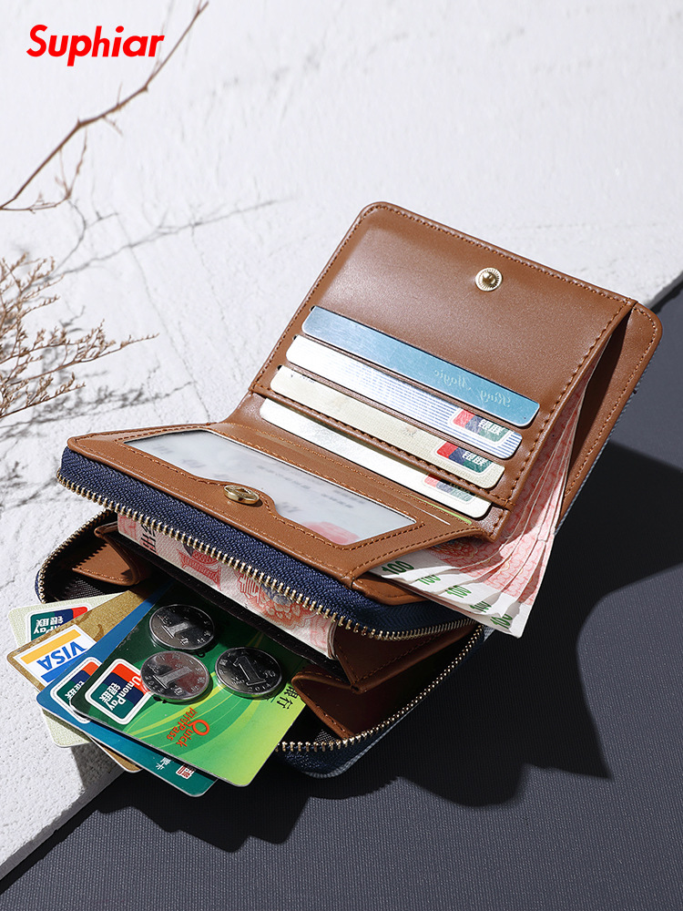 Pequeña billetera para mujeres 2024 nuevo estilo japonés y coreano simple plegable billetera de cambio de estudiantes compacta función corta vaqueros antirrobo