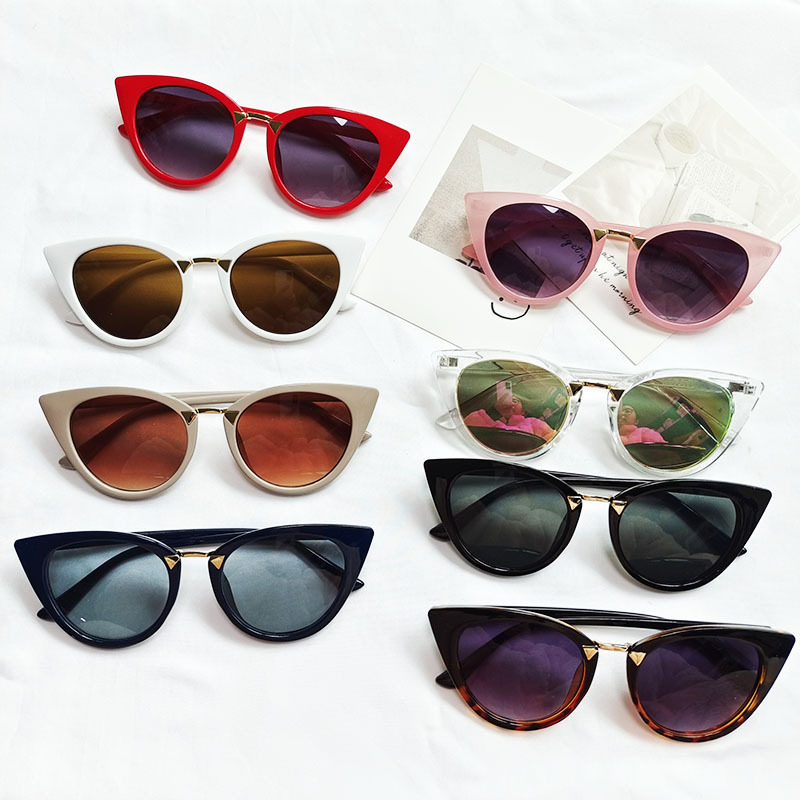 45g Weight Streetwear Geometric PC UV400 Protection Cat Eye Full Frame Women's Sunglasses