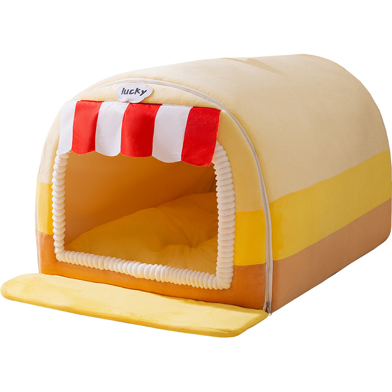 Color amarillo tienda minorista pintada casa arqueada gran perro Shiba gran espacio mascotas artículos para perros al por mayor