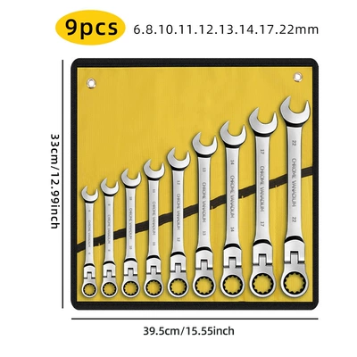 Mühərrik tənzimləmə alətləri: open-end wrench, 6-15pcs cloth bag - 9pcs-yellow-cloth-bags