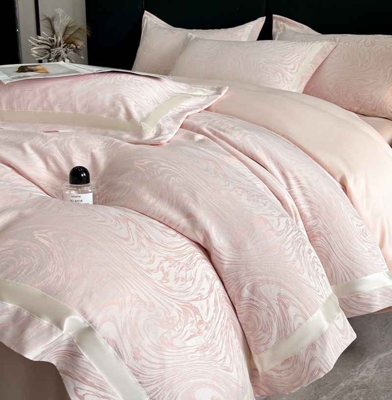 Juego de cuatro piezas de seda lavada, funda de edredón de seda de hielo, sábana de dormitorio principal de lujo ligero de verano
