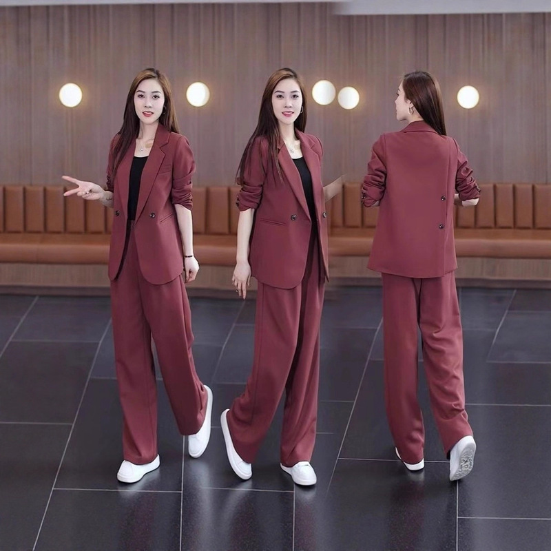 Original Factory Goods!! Professional Plus Size Suit Suit Spring and Autum Loose Slim Casual Wide Leg Pants for Women