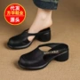 包头镂空外穿厚底半拖鞋