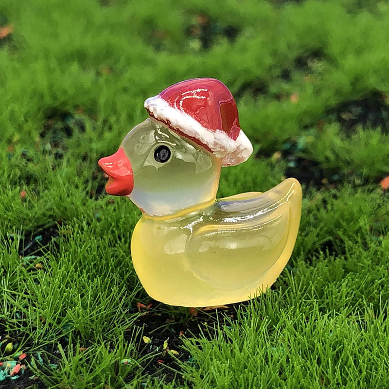 カラフルな漫画立体夜光クリスマスアヒルの微景観多肉コケ植物置物装飾手作りdiyアクセサリー|undefined