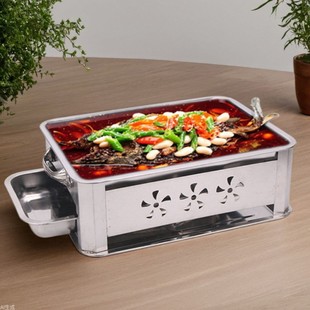 Commercial Thickened Stainless Steel Grilled Fish Oven Rectangular Ventilated Grilled Fish Rack Hotel Charcoal Alcohol Self-Service Grilled Fish Plate