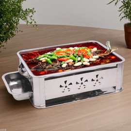 商用加厚不锈钢烤鱼炉通风烤鱼架酒店木炭酒精烤鱼盘烧烤炉家用