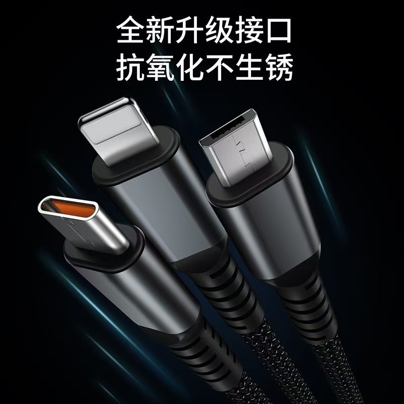 Dijital ekranlı üçü bir arada veri kablosu 100W şeffaf orta boy kart, Android, Apple, Type-C için uygun, süper hızlı şarj