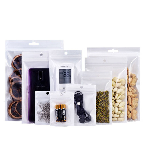 Pearlescent film plastic ziplock bag translucent white mobile phone case data cable packaging bag yin and yang bone bag seal bag