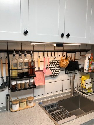 廚房置物架牆壁挂免打孔調味料件筷子砧板鍋蓋刀收納用品家用大全