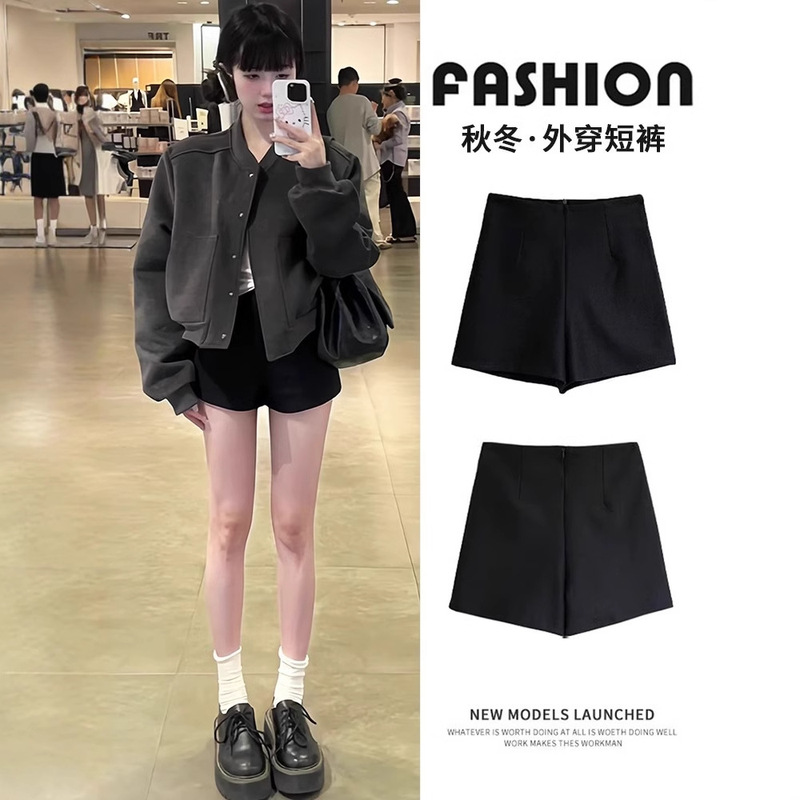 High-Waisted Shorts for Women, Autumn and Winter 2026 New Style, Black Suit-Style American Hot Girl Slimming A-Line Outerwear Hot Pants High-Waisted Shorts for Women, Autumn and Winter 2026 New Style, Black Suit-Style American Hot Girl Slimming A-Line Outerwear Hot Pants
