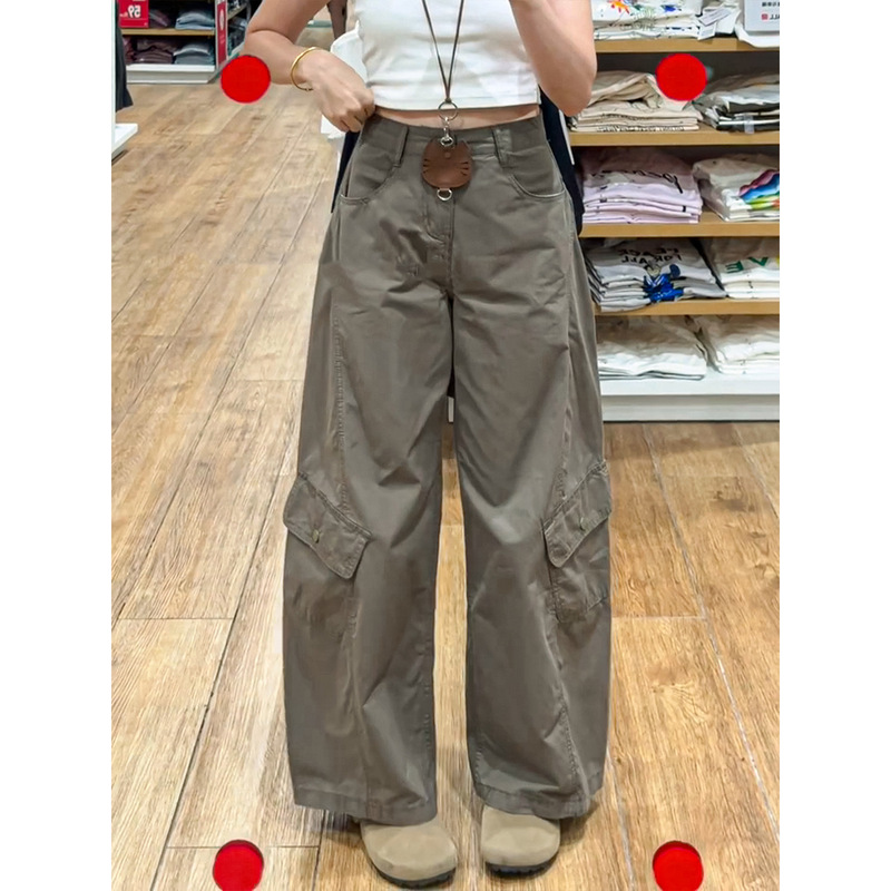 American Retro Work Pants for Women, Autumn and Winter 2025, High-Waisted, Petite, Loose, Slimming, Wide-Leg Pants, Fleece-Lined, Scimitar Pants