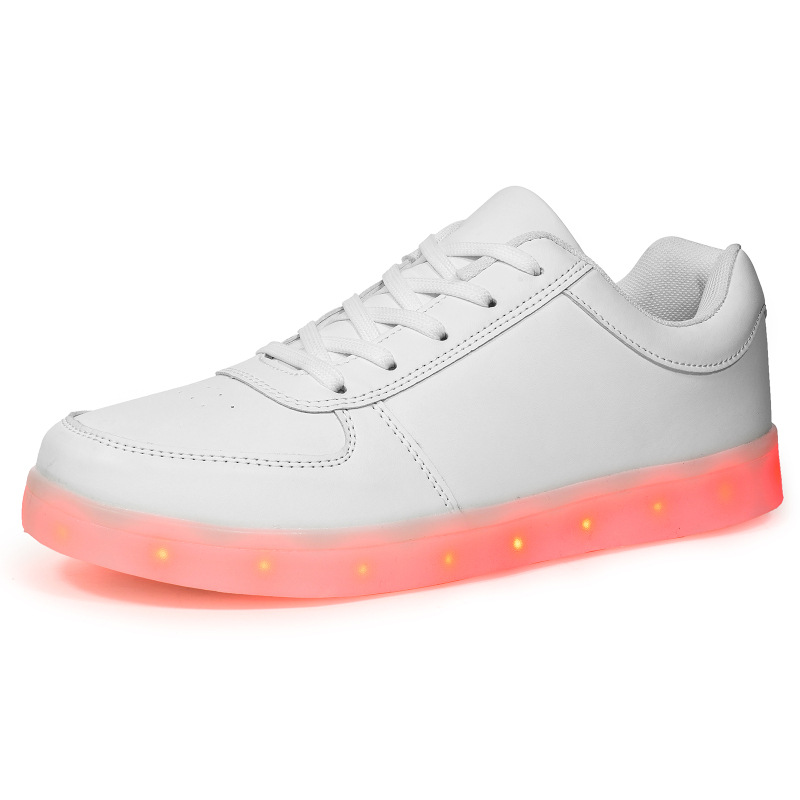 镜面灯鞋亮面休闲魔术贴大童鞋USB七彩灯鞋情侣鞋LED充电发光鞋潮|ms