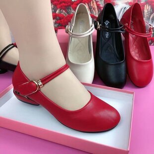 Spring new soft leather women's shoes all-match Velcro low-top single-layer shoes round toe leather shoes soft bottom mother shoes