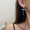 Retro fashionable earrings hip-hop style with tassels, Japanese and Korean, silver 925 sample