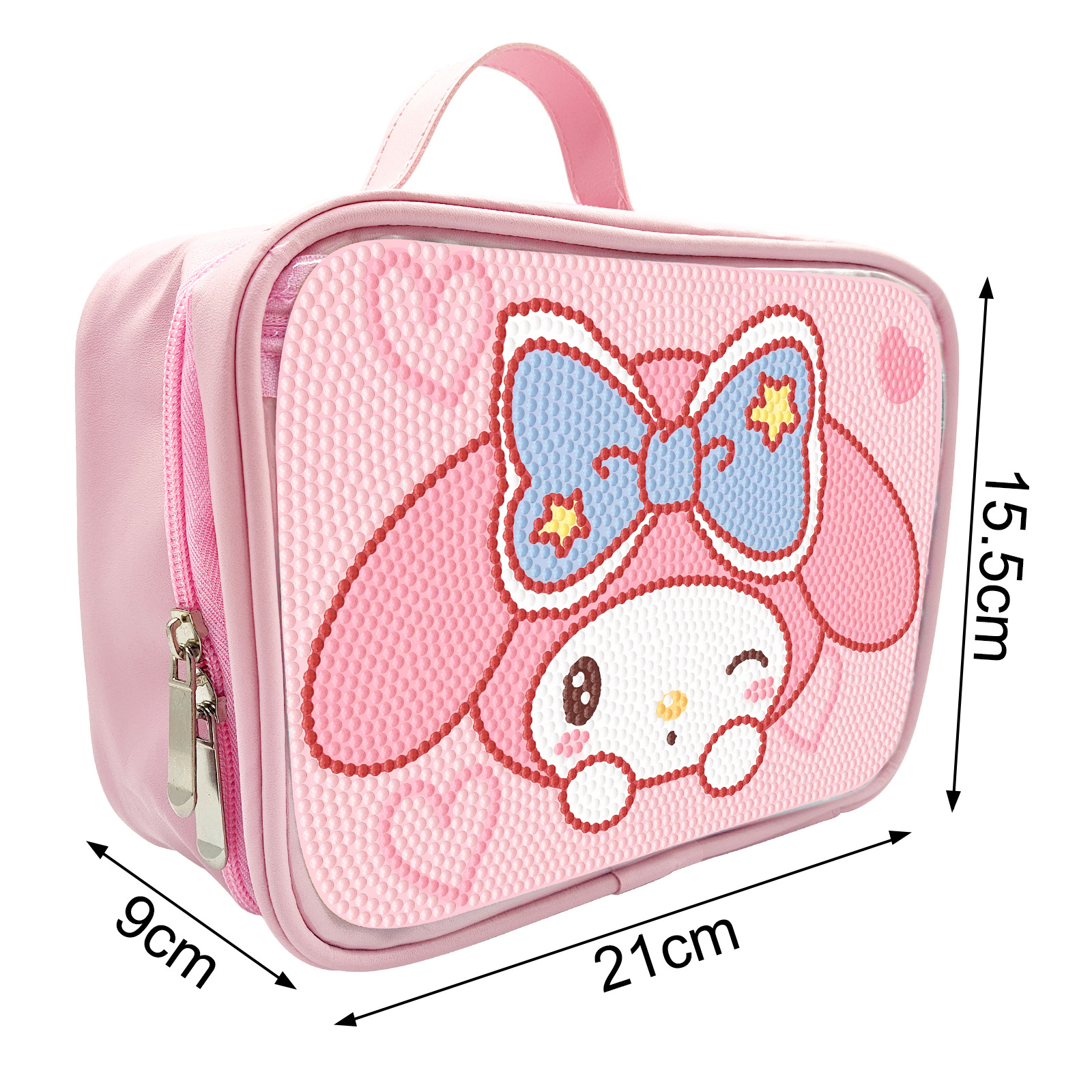 Diamante pintura alrededor de la bolsa de maquillaje hecha a mano bolsas de maquillaje DIY dibujos animados rosa comercio exterior venta al por mayor