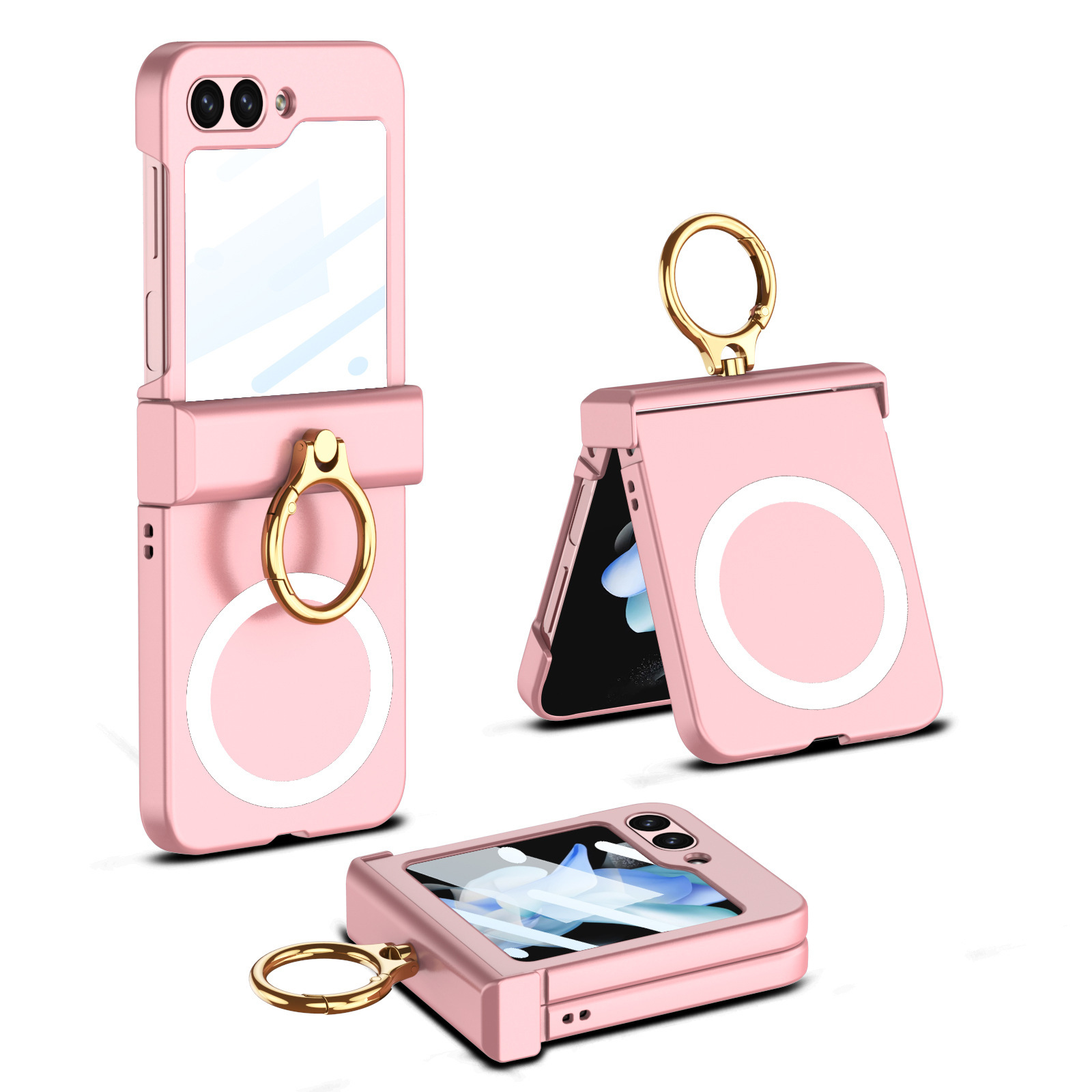 Suitable for Samsung zfilp5 magnetic phone zflip5 foldable screen ring wireless charging protective case_voghion.com
