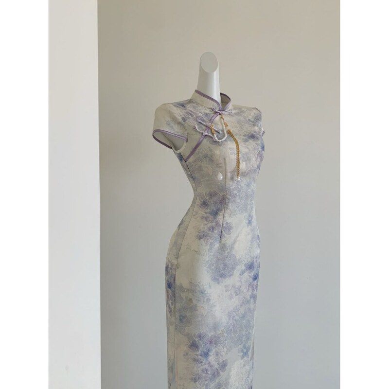 [Xiangyu] New Chinoiserie Elegant Jacquard Cheongsam Dress Women's Spring and Summer Long Skirt Can Be Worn Daily Slim Dress