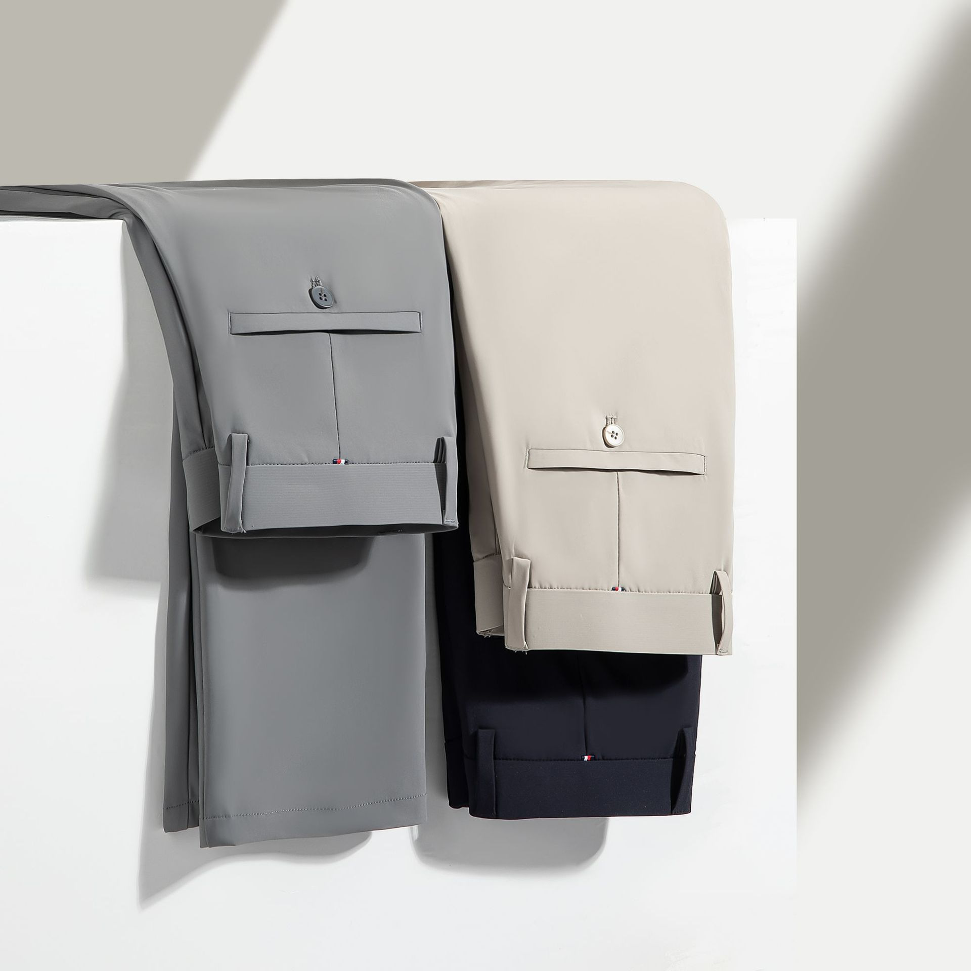 2025 Autumn Casual Straight-Leg Trousers with Draping Effect, Three-Proof High-Elastic Ice Silk Cool Thin Business Trousers for Men