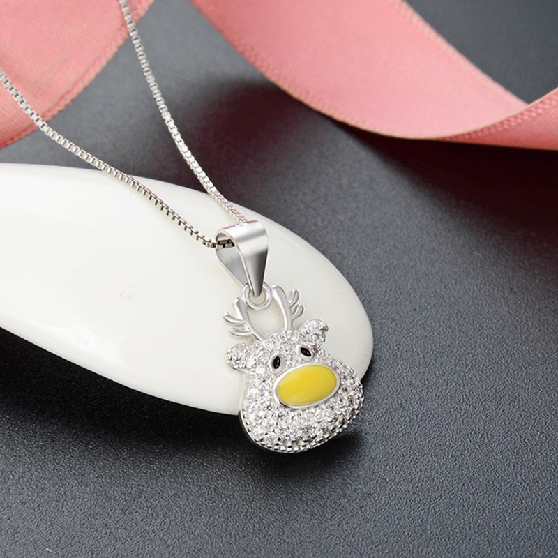 Yilu tiene su diamante animal accesorios colgante estilo japonés y coreano s925 plata esterlina ZIRCON collar Navidad alces clavícula cadena