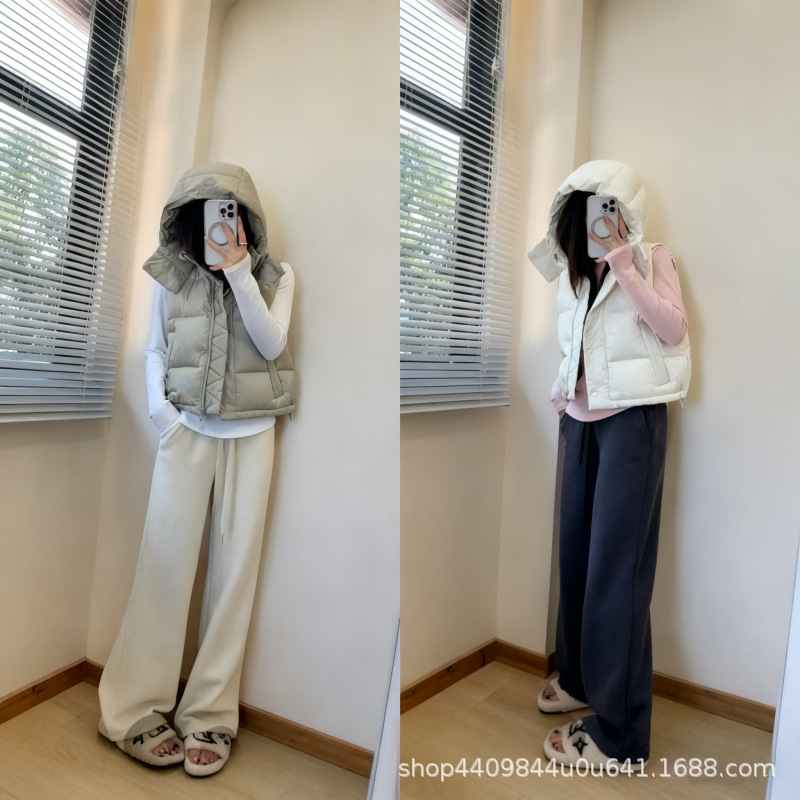 Lulu's Same Style Wunder Puff Four-Panel Vest down Jacket Short Warm Lightweight Hooded Women's Vest