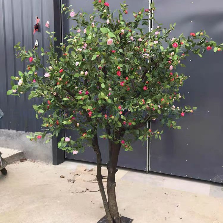 Jardinería Simulación de paisaje Árbol de camelia Hotel Centro comercial Decoración de piso Paisaje Simulación artificial Árbol de camelia grande