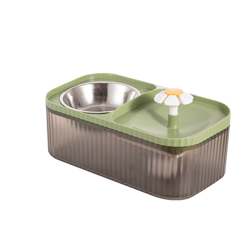 Pequeña flor dispensador automático de agua de doble cuenco dispensador de agua eléctrico de alto aspecto gato vajilla suministros de agua para mascotas equipo de Alimentación inteligente