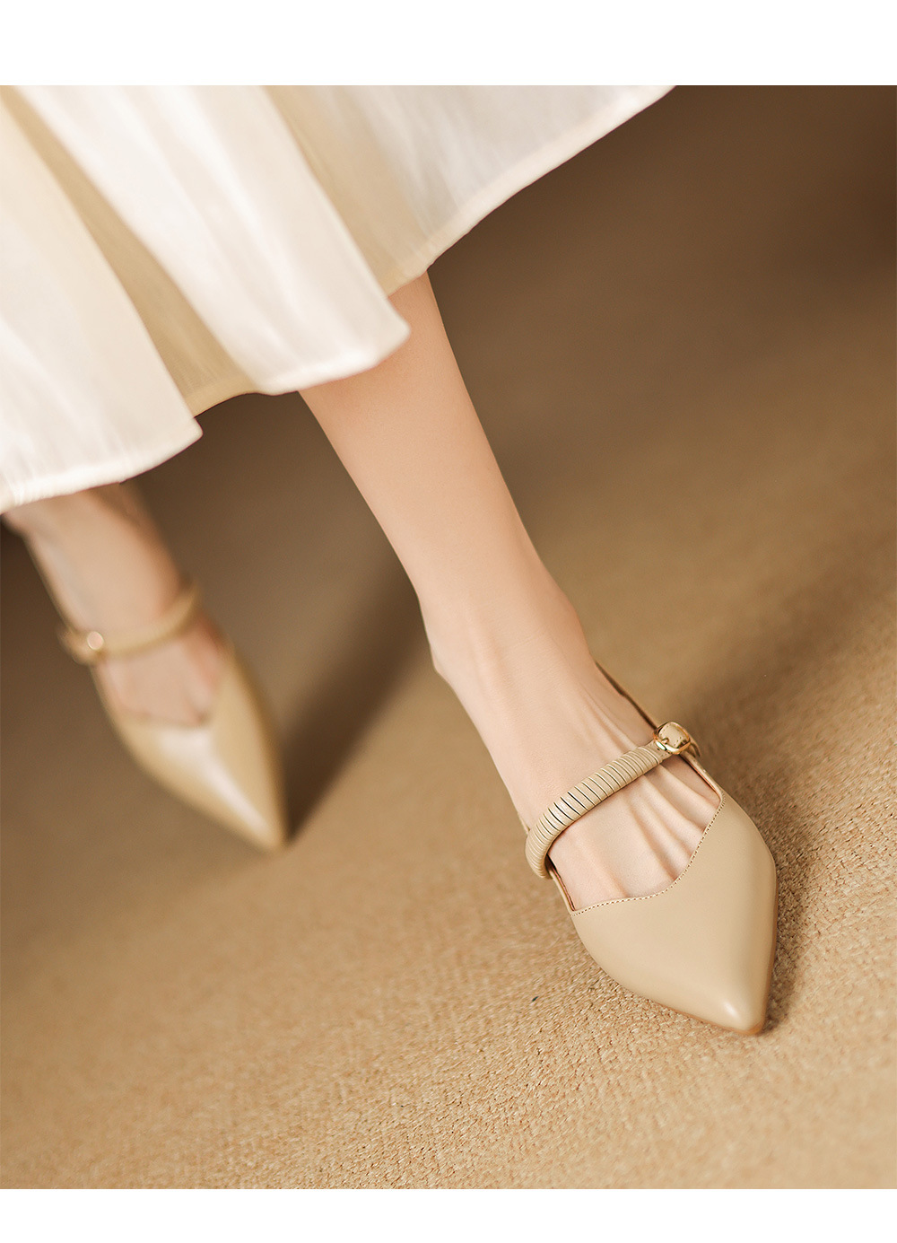Sandal cao gót nữ bít mũi hở gót 5,5 cm mũi nhọn phong cách Hàn Quốc — Màu đen chi tiết 11