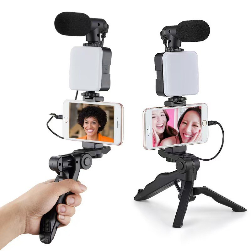 AY49 cámara móvil portátil mini luz de fotografía de belleza de escritorio transmisión en vivo perezoso conjunto de micrófono luz selfie image 4