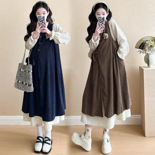 Real shot 2024 autumn and winter new sweet Mori vest skirt shirt skirt long sleeve dress suit #6019