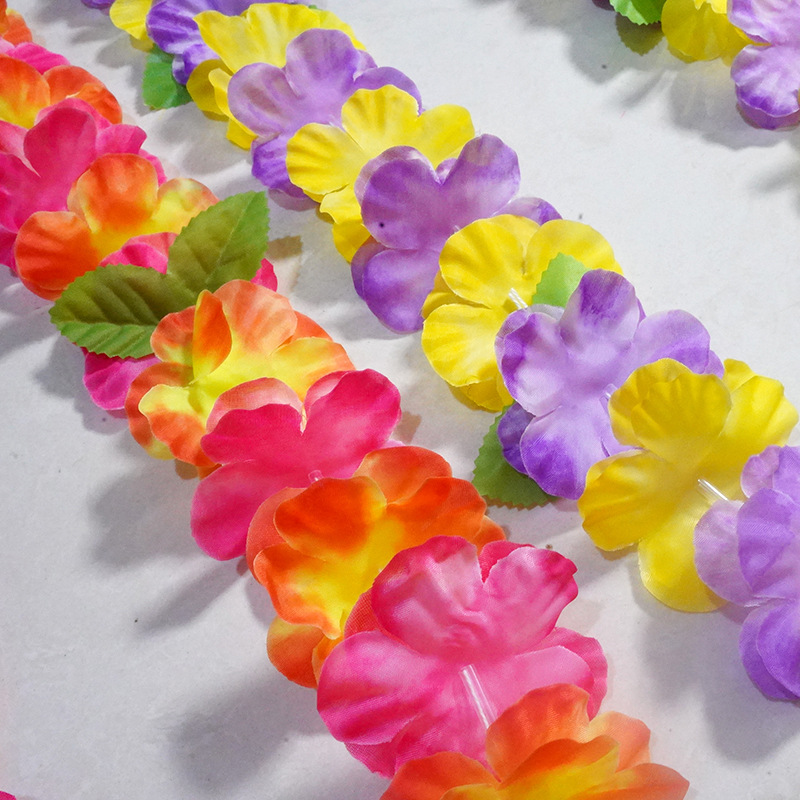 Hawaian color guirlanda set 30 flores de cabeza 18 flores de mano 6 decorados de baile de vacaciones