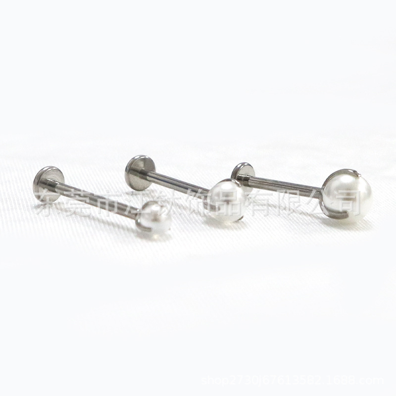 F136 Titanium Pearl Stud Earrings 3-Claw Ball Lip Nail Tongue Nail G23 Titanium Alloy Body Piercing Ear Bone Nail Accessories detail image 10