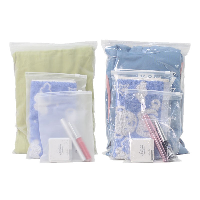 Bolsa de plástico cremallera pe en el lugar esmerizado transparente bolsa de ropa personalizada engrosado suéter ropa interior bolsa de ropa