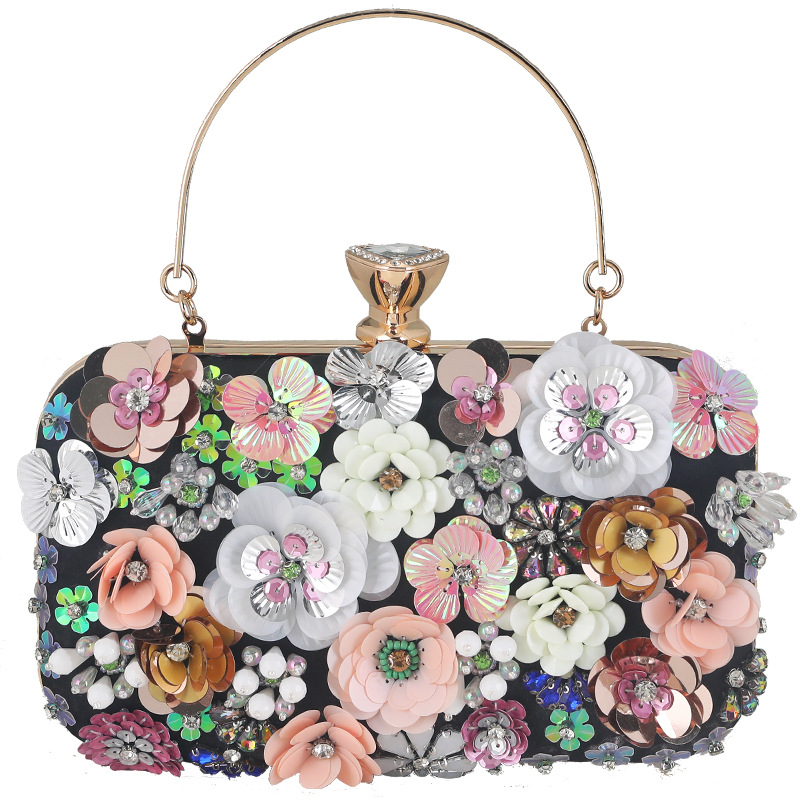 Spot wholesale new cross-border Dinner Bag Handmade Flower banquet Bag Party lady's hand bag evening dress beaded bag