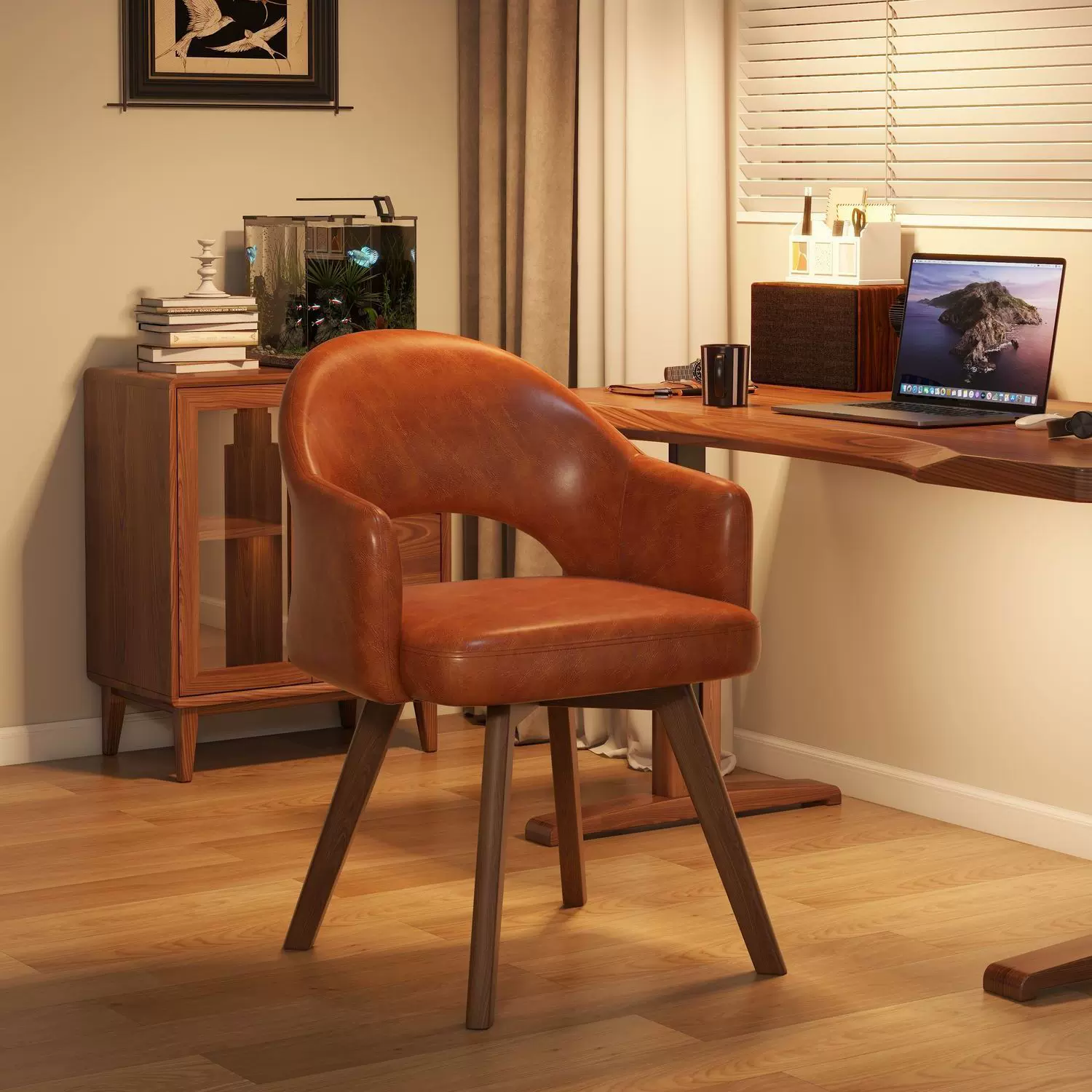 中古风梳妆椅实木可旋转化妆椅女生卧室梳妆台靠背椅子复古凳轻奢