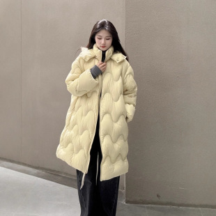 Jiangnan home! 90 White Duck Down Mid-length Shopping Mall Same Fashion Wave Three-dimensional Hooded Long Sleeve Thickened Down Jacket