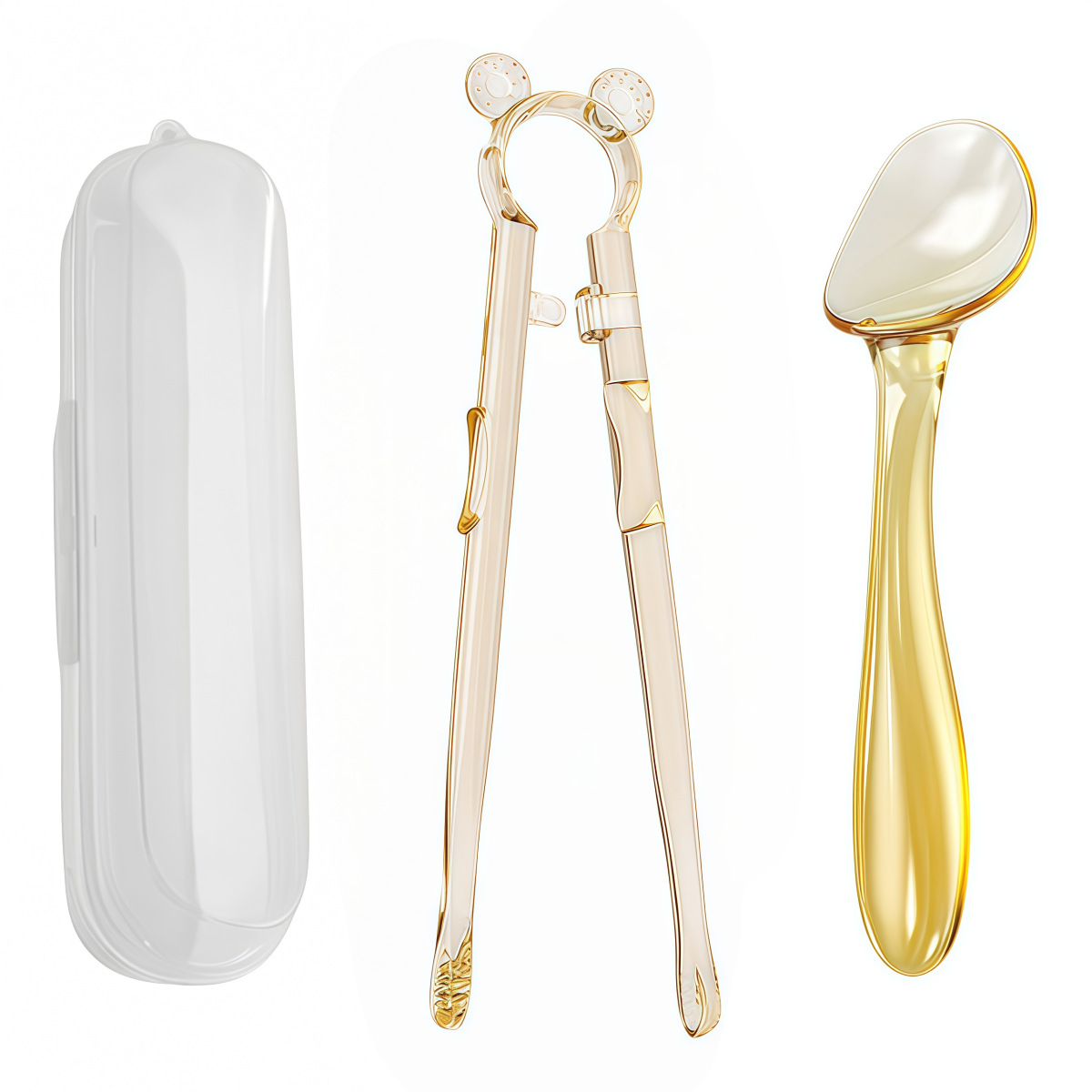 Bear training chopsticks + ingot spoon + storage box