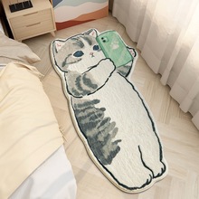 卡通猫咪仿羊绒简约卧室地毯客厅床边毯儿童家用吸水地垫可爱毛毯
